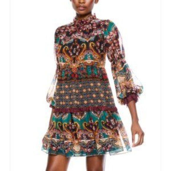 Alice And Olivia Dress Marcella Spellsbound Paisley mini - Picture 13 of 15